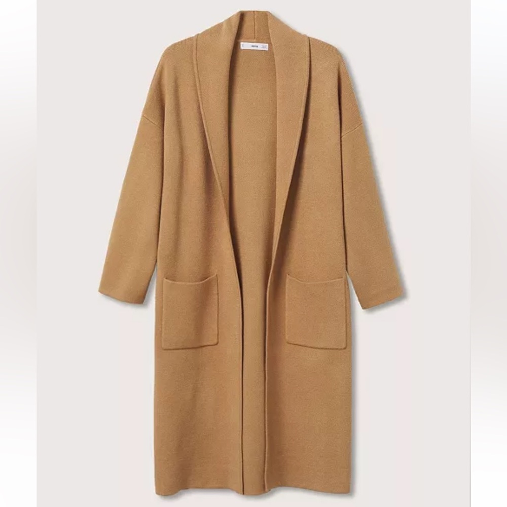 Mango Oversized Coat "Coatigan" with Pockets, Camel, XS